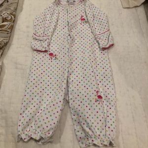 Kissy kissy polka dots and flamingo gown/romper
